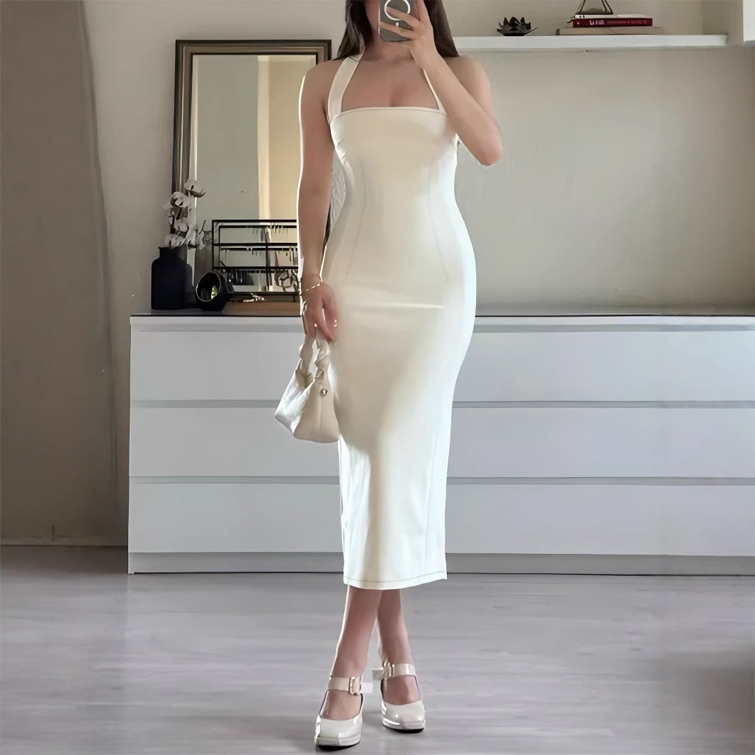 Slim Fit Backless Slimming Temperament Pure Desire Suspender Dress