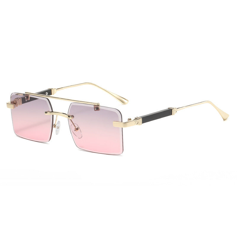 Frameless Trimming Men's Double Beam Square Sunglasses