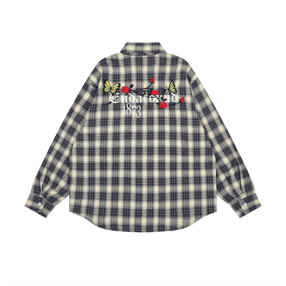 Fashion Loose Plaid Long Sleeve Shirt Men