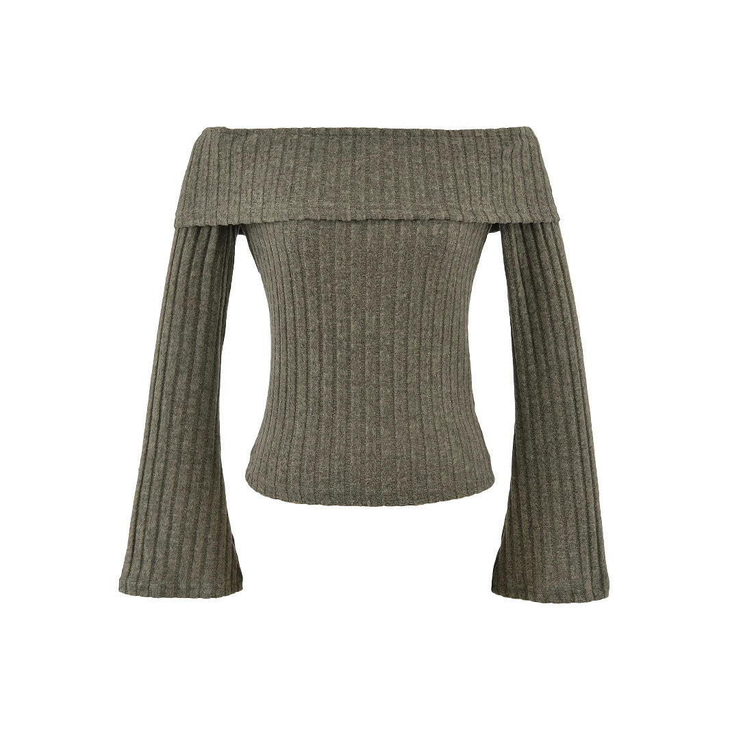 Idle Style Off-the-shoulder Slim Pullover T-shirt