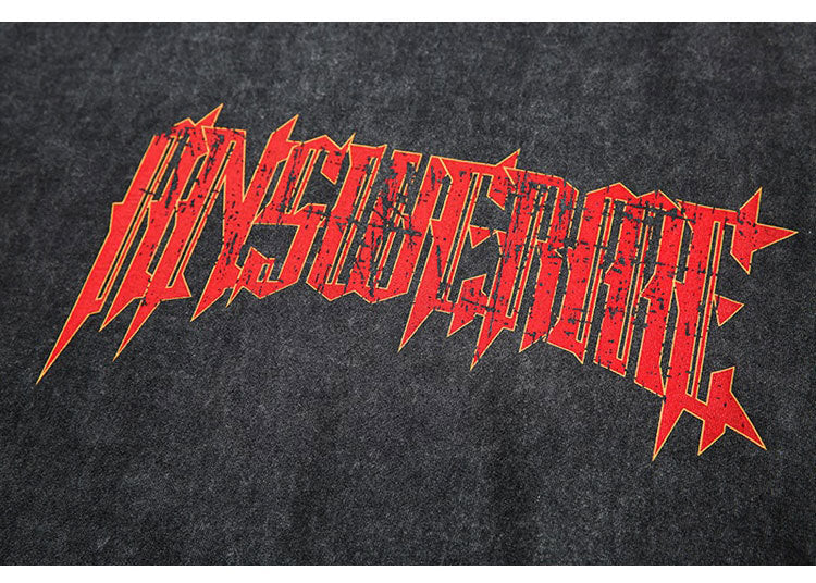 Summer Retro Worn Looking Washed-out Letter Print Short-sleeve T-shirt