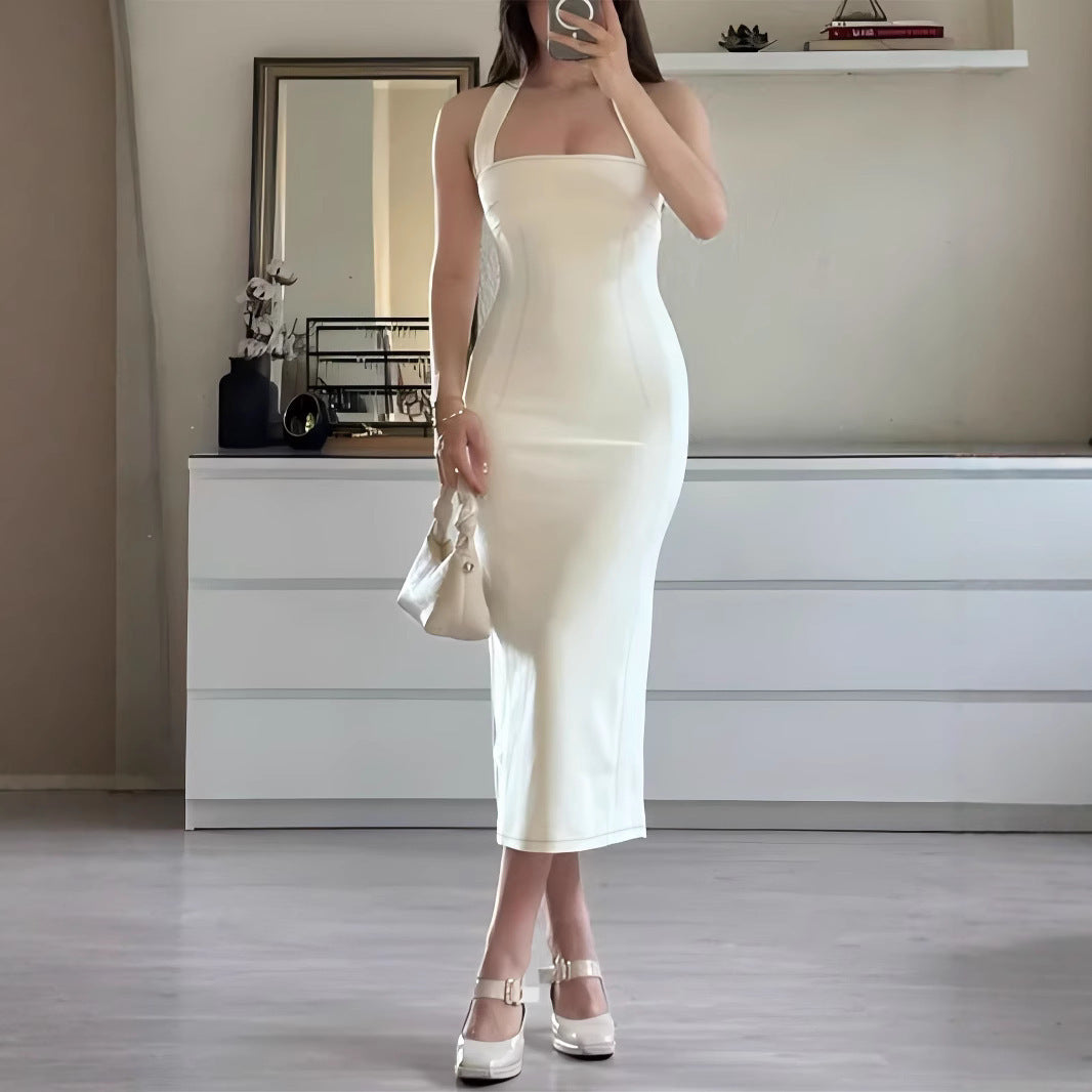 Slim Fit Backless Slimming Temperament Pure Desire Suspender Dress