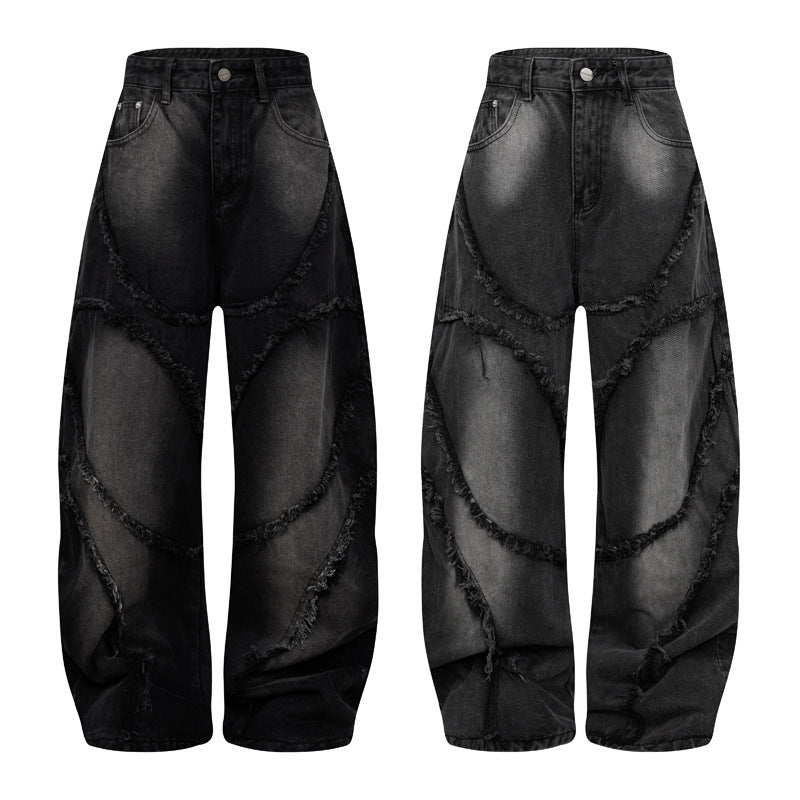 Heavy Industry Washed Old Straight Loose Wide-leg Draggle-tail Trousers