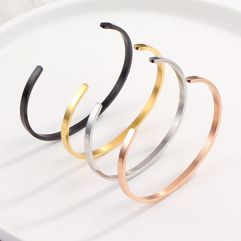 Women's Fashion Simple Glossy Stainless Steel Bracelet