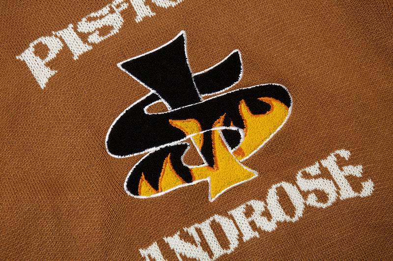 American High Street Letter Embroidery Design Lapel Sweater