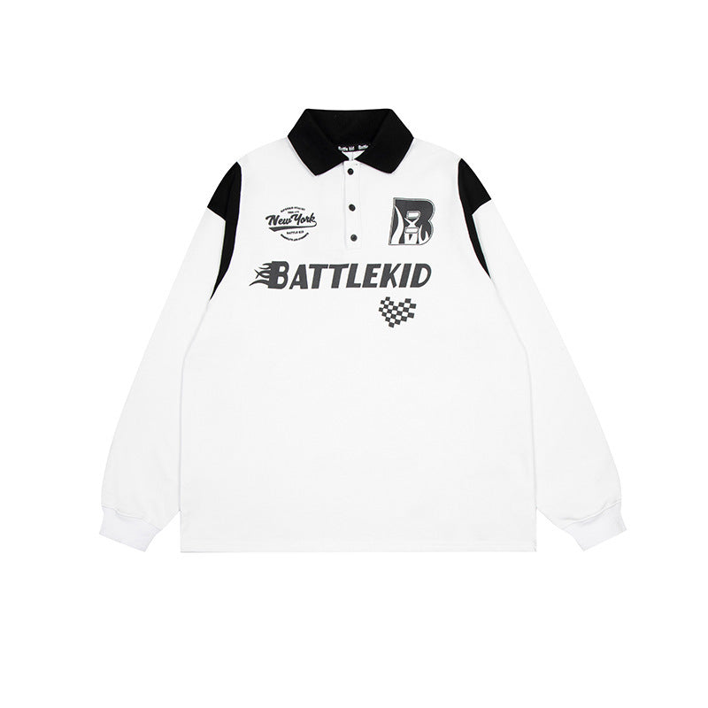 Racing Panel Hooded Sweater For Men And Women