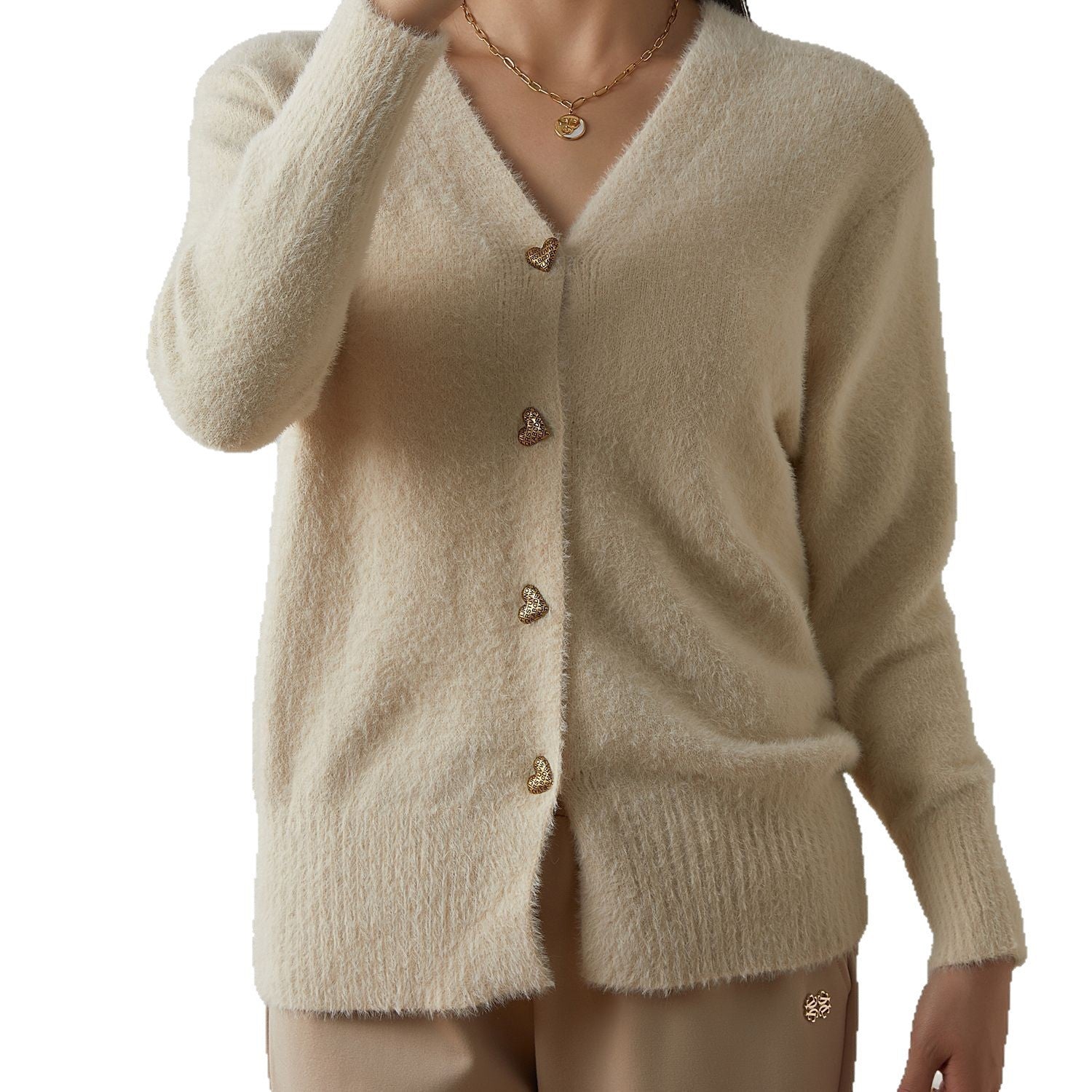 Design Sense Loose Temperament V-neck Sweater For Women