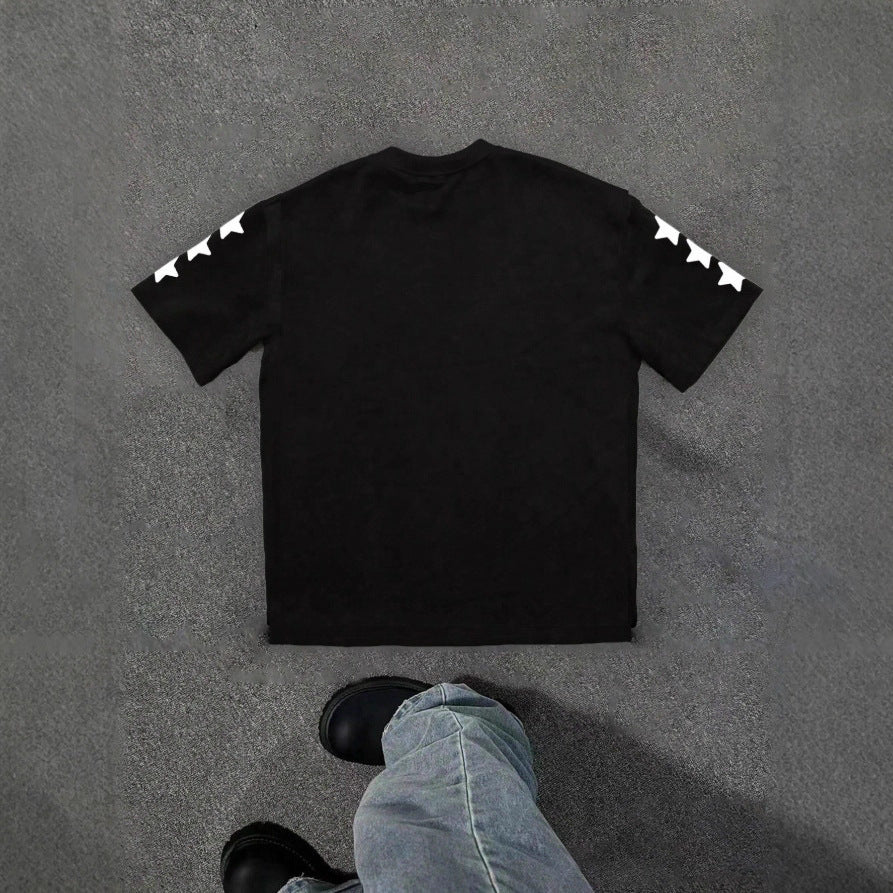 Personality Street Hip Hop Style Letter Pattern T-shirt Retro