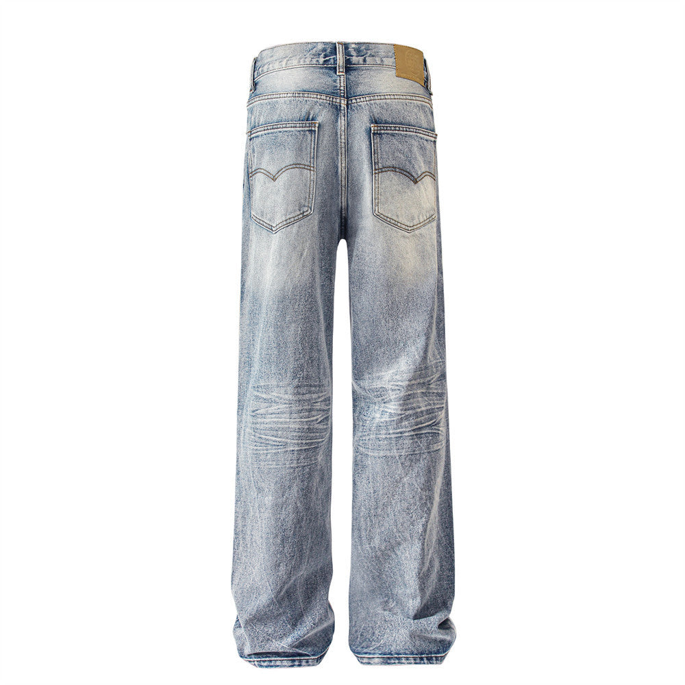 Fashion Retro Washed Worn Jeans Men