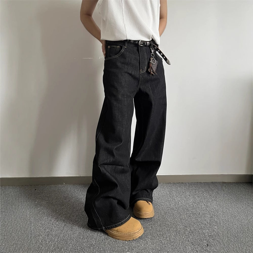 New Retro Men's And Women's Loose Wide-leg Jeans
