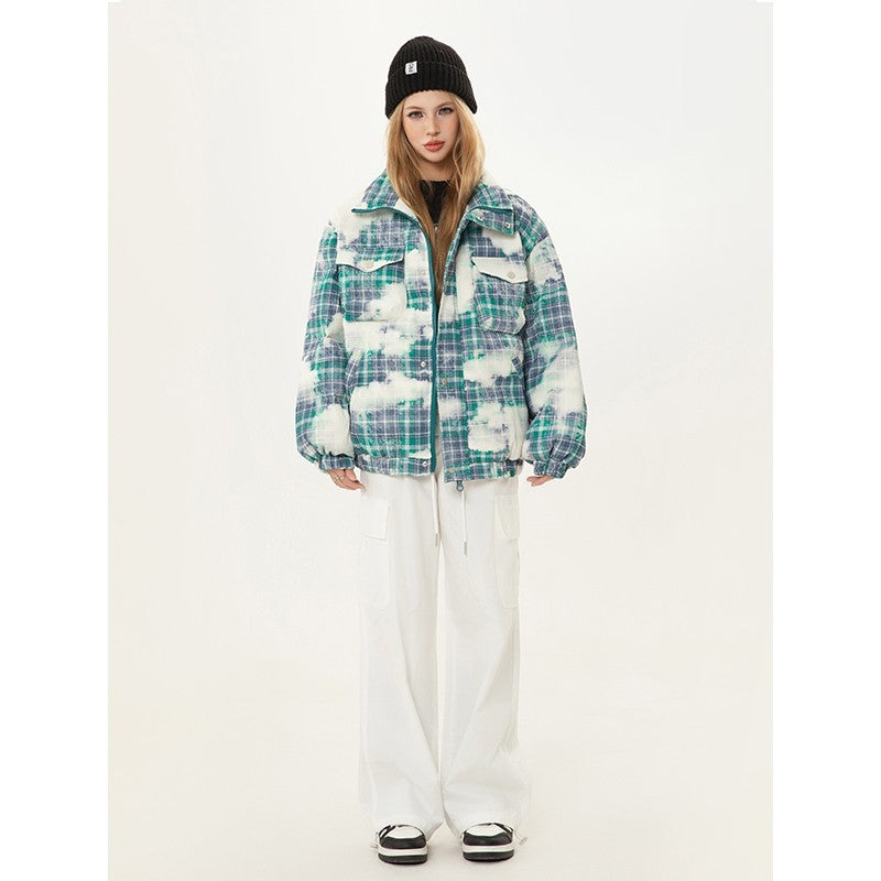 Winter New Retro Plaid Loose Cotton Coat Coat
