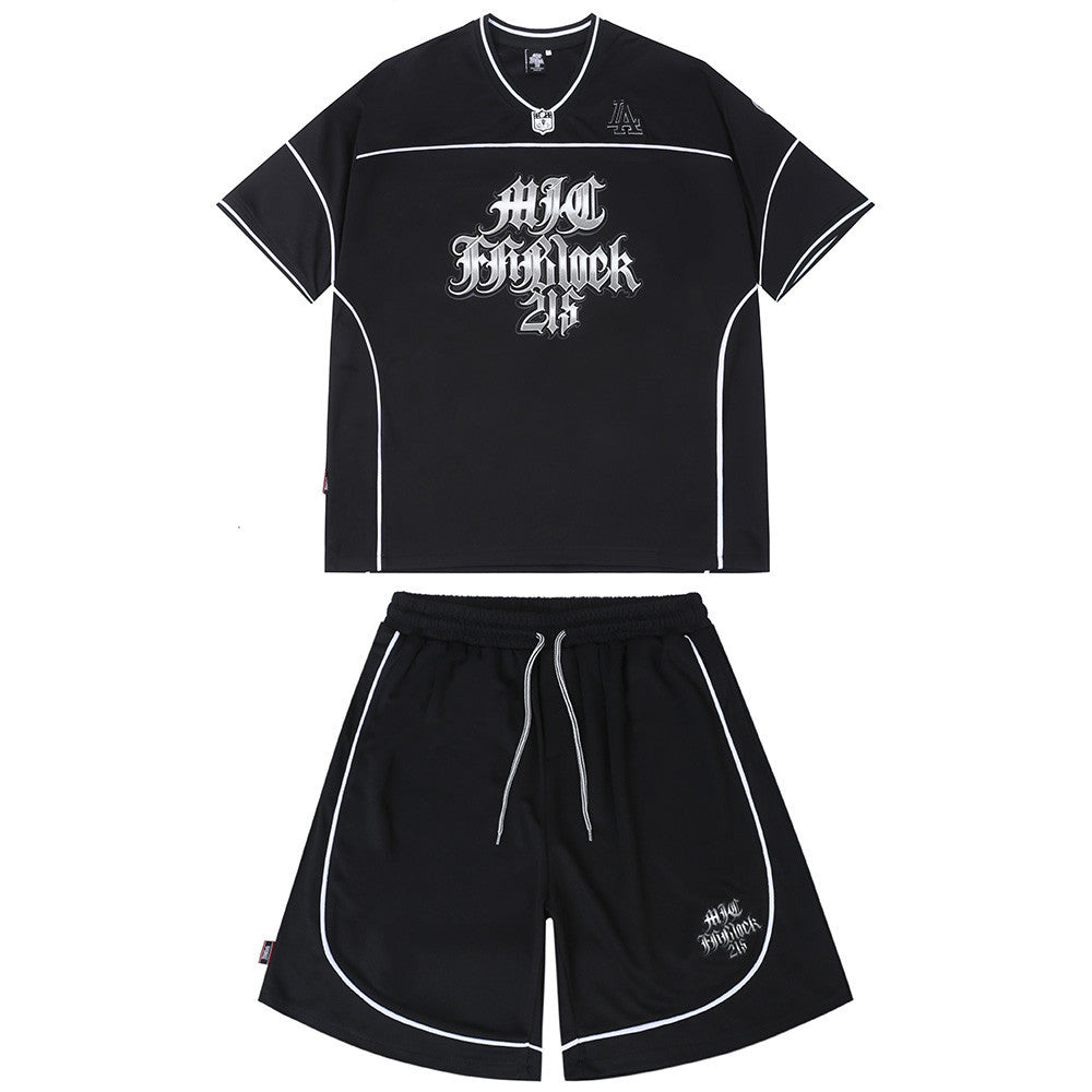 Letter Print Short-sleeve T-shirt Suit Men