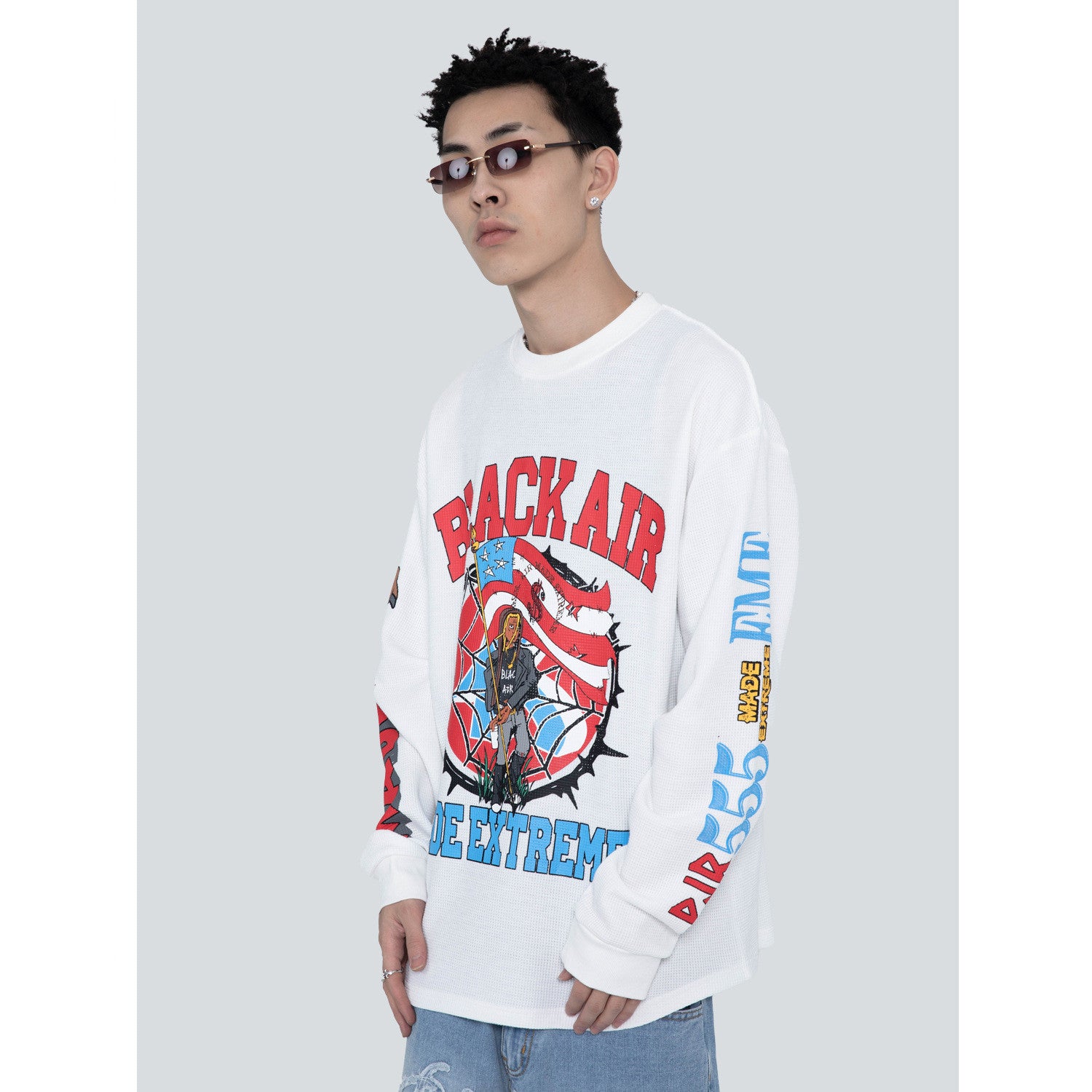 American Retro Street Long Sleeve Creative Animation Print