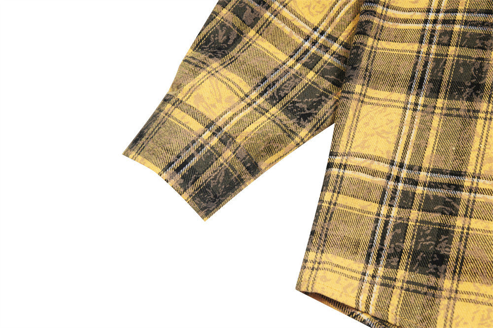 Fashion Loose Plaid Long Sleeve Shirt Men