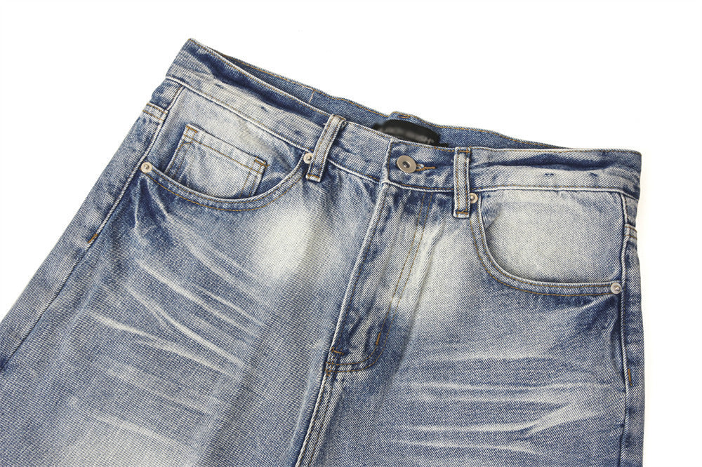Fashion Retro Washed Worn Jeans Men