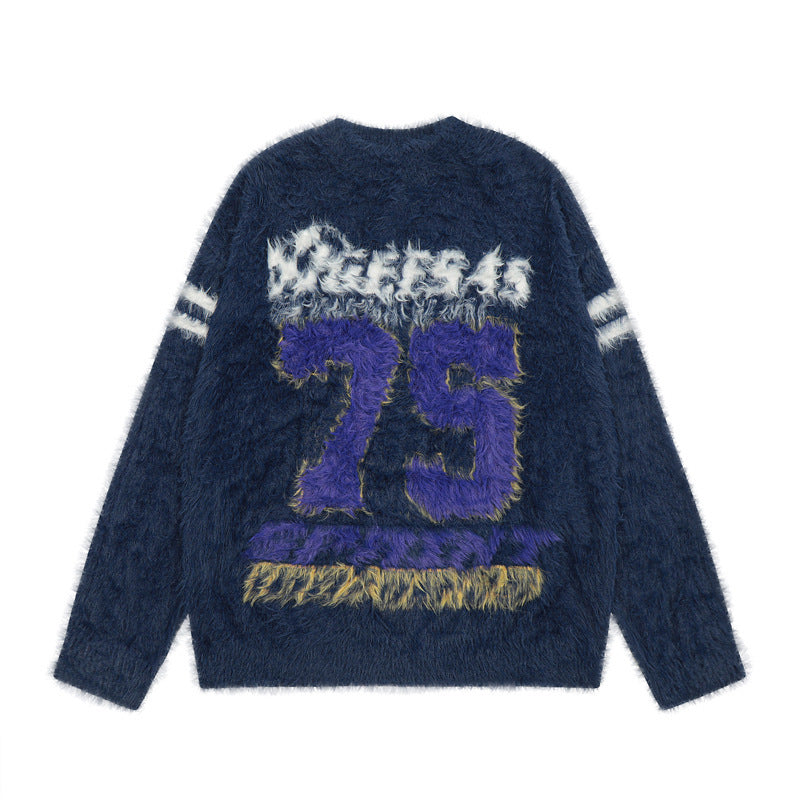 Number Of Letters Contrast Color Sweater Men And Women