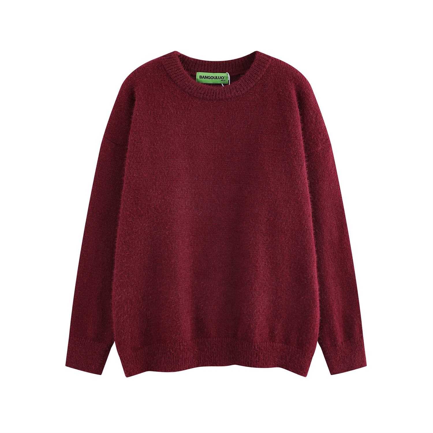 American Retro Simple Solid Color Crew Neck Pullover Sweater Men And Women