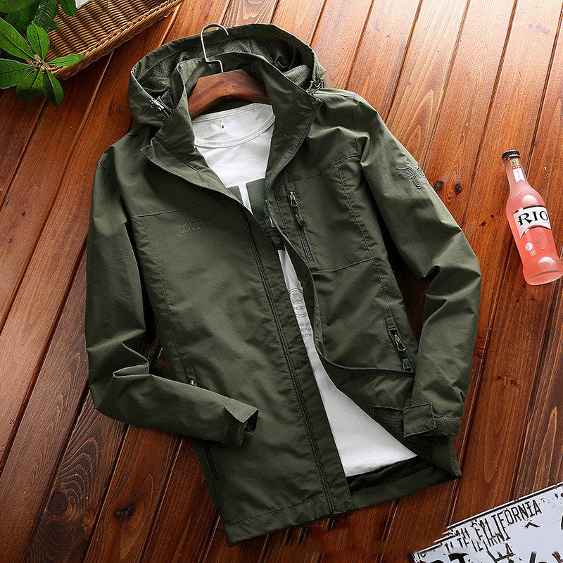 Men's Thin Casual Large Size Jacket Solid Color Outdoor Clothing
