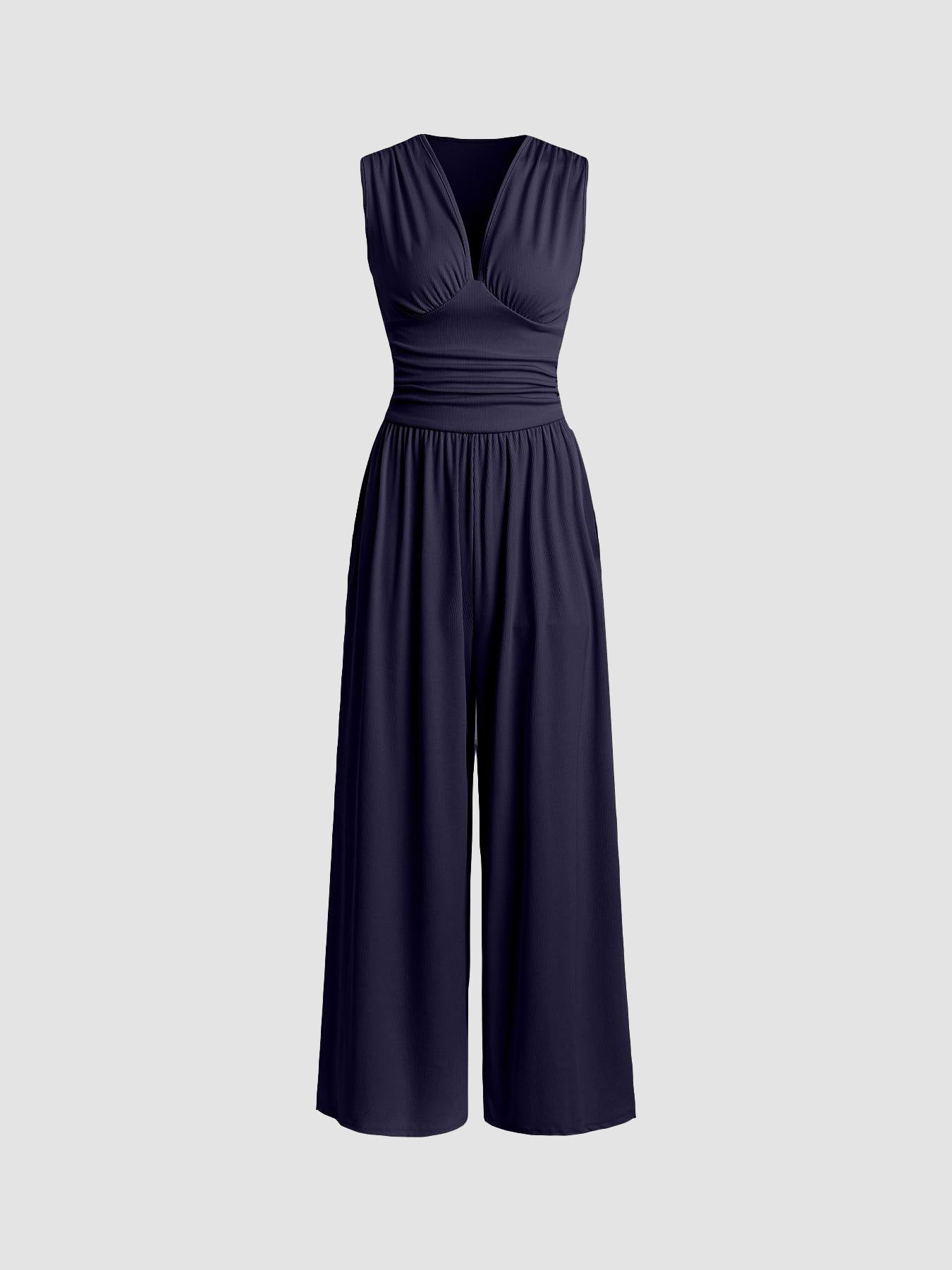 Sleeveless Knitted Jumpsuit Loose Wide-leg Pants