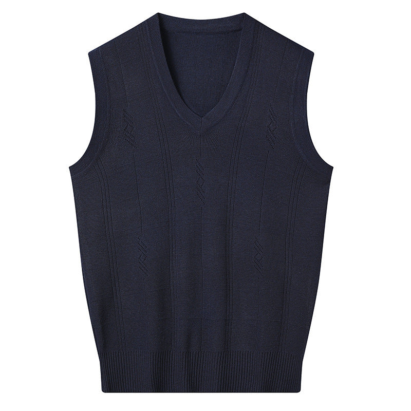 Spring And Autumn V-neck Loose Vest For Middle-aged And Elderly Men Casual Vest