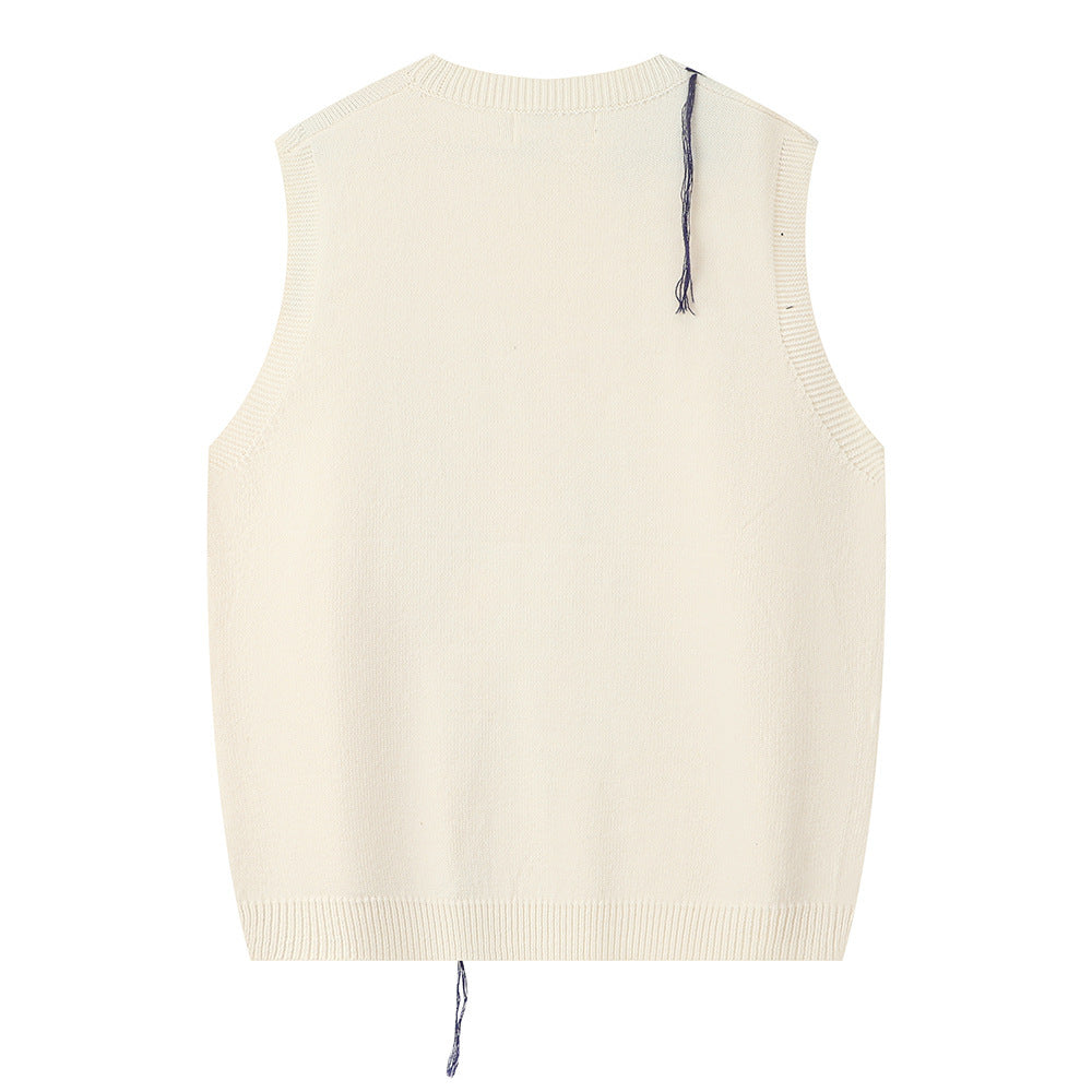 Letter Print Vest Sweater Men's Small