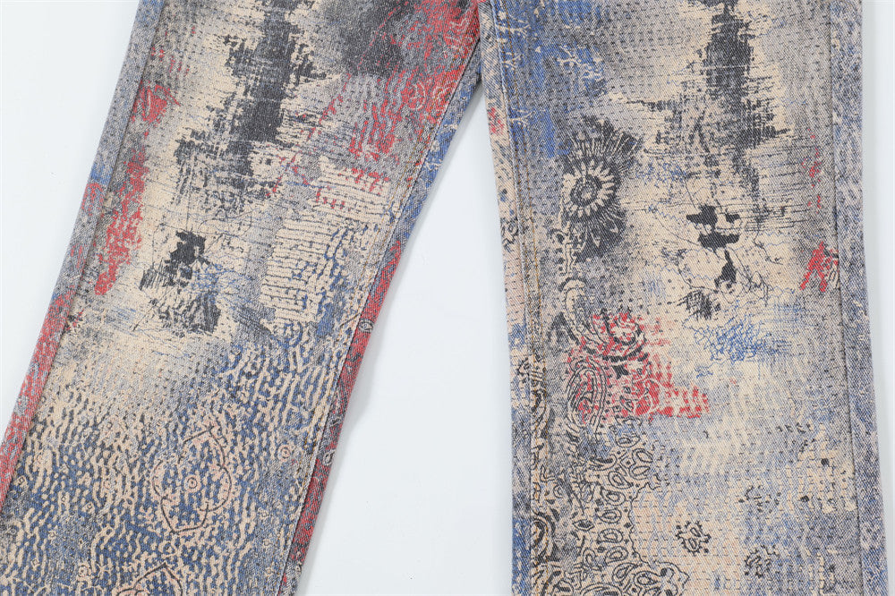 Fashion Painting Graffiti Denim Trousers Men