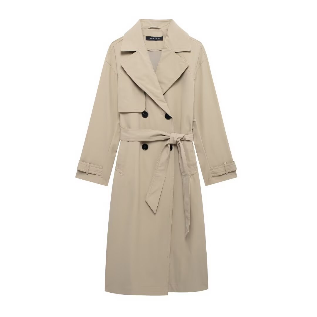 Temperament With Belt Midi Skirt Trench Coat
