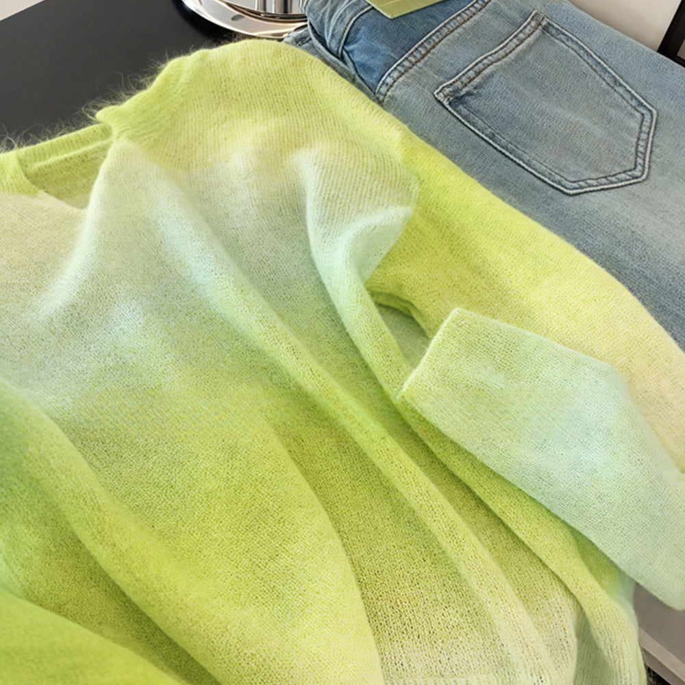 Women's Gradient Slim-fit Sunscreen Knitted Blouse