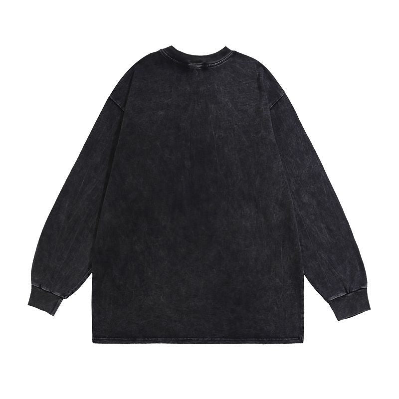 American High Street Retro Graffiti Long Sleeve Vintage Bottoming T-shirt For Men