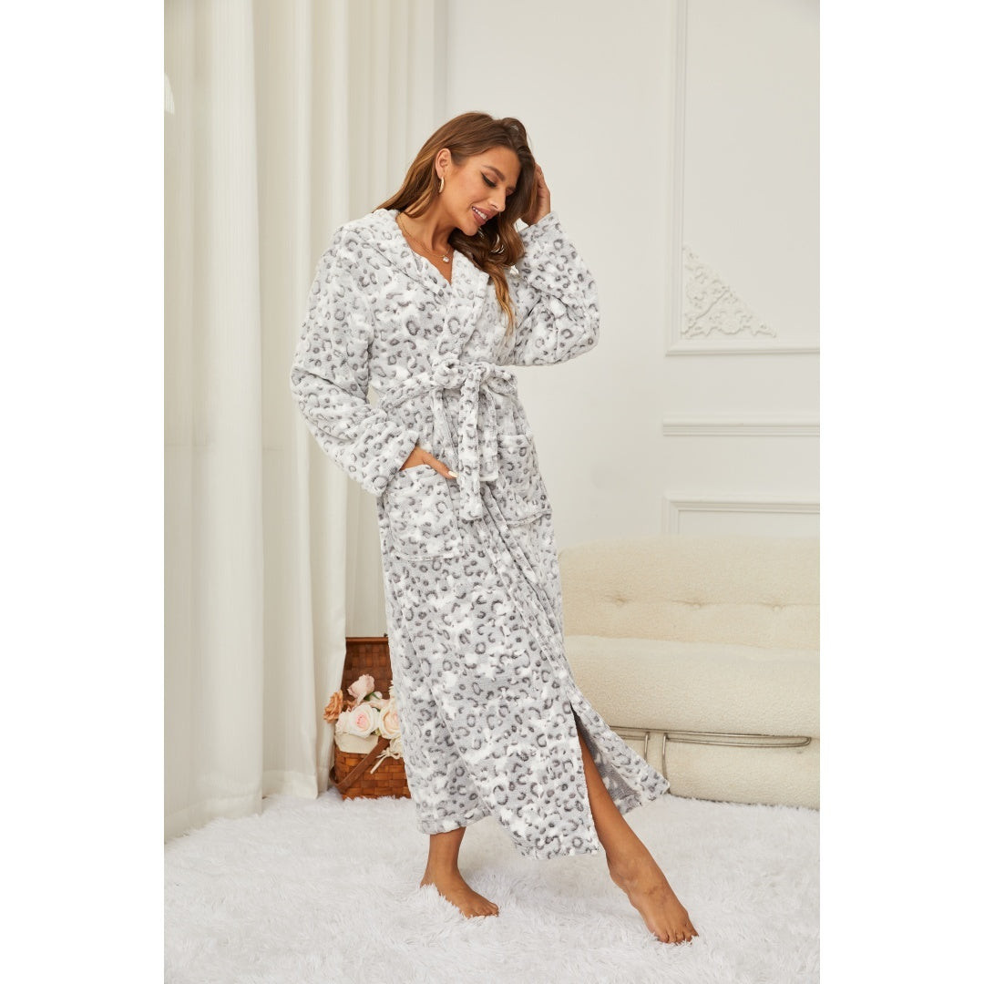 RONGTAI Ladies Long Fleece Bathrobe