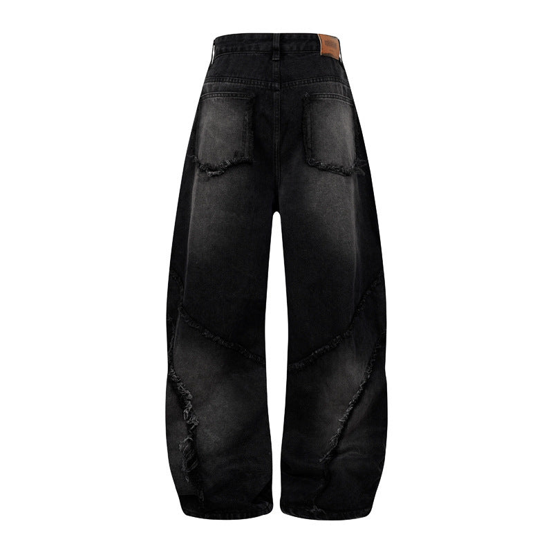 Heavy Industry Washed Old Straight Loose Wide-leg Draggle-tail Trousers