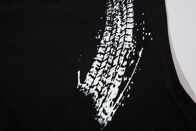 Inkjet Letter Necklace Strip Waistcoat T-shirt Men