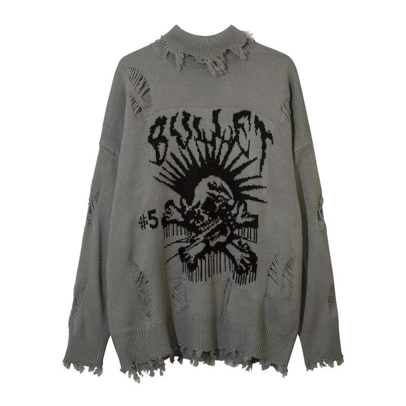 Street Tide Dark Department Letters Jacquard Sweater Men