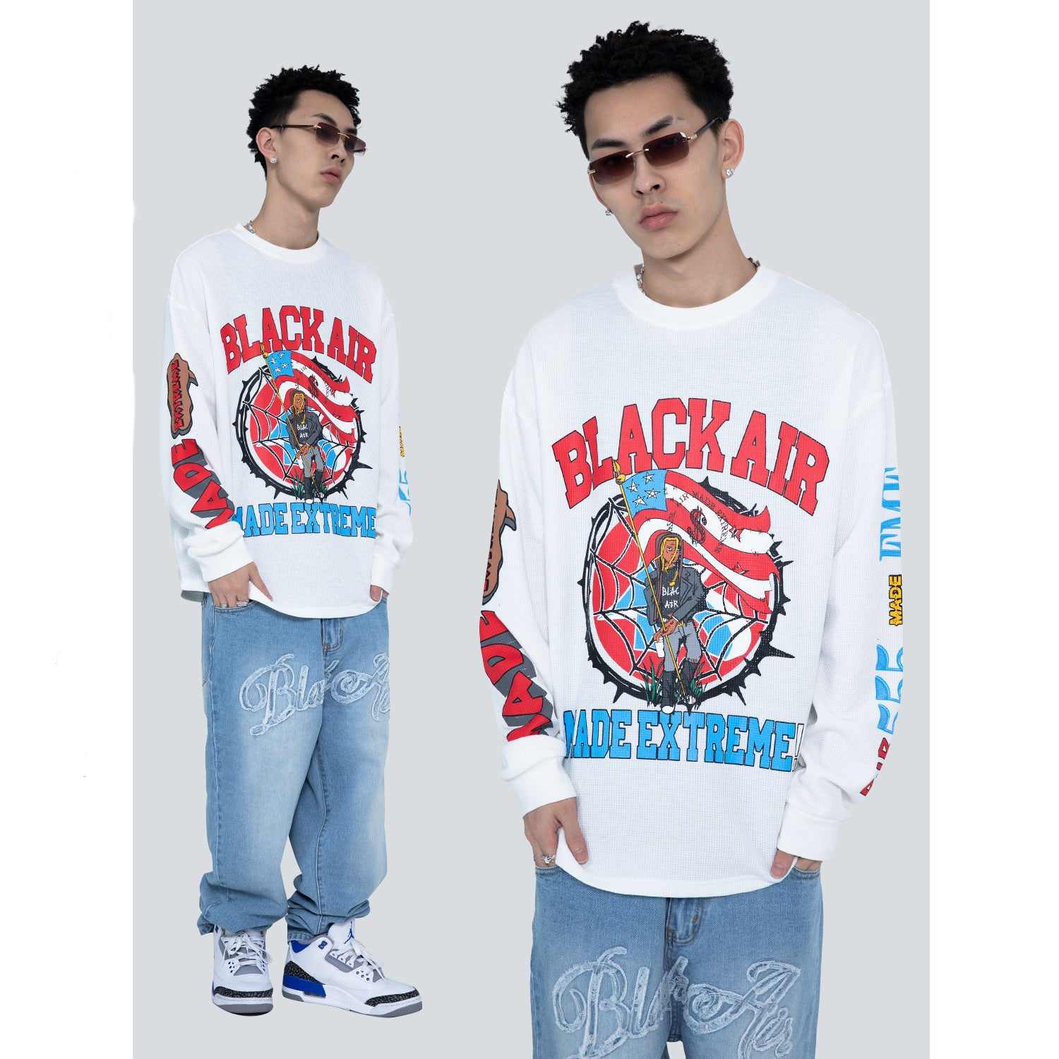 American Retro Street Long Sleeve Creative Animation Print