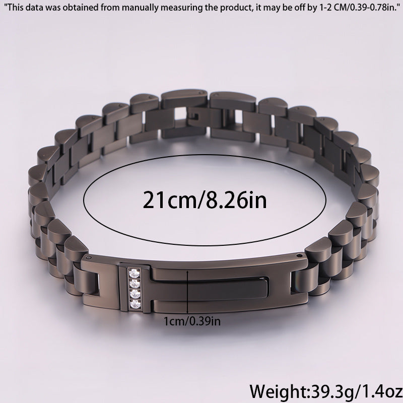 Women's Simple And Versatile Diamond Inlaid Curved Titanium Steel Bracelet