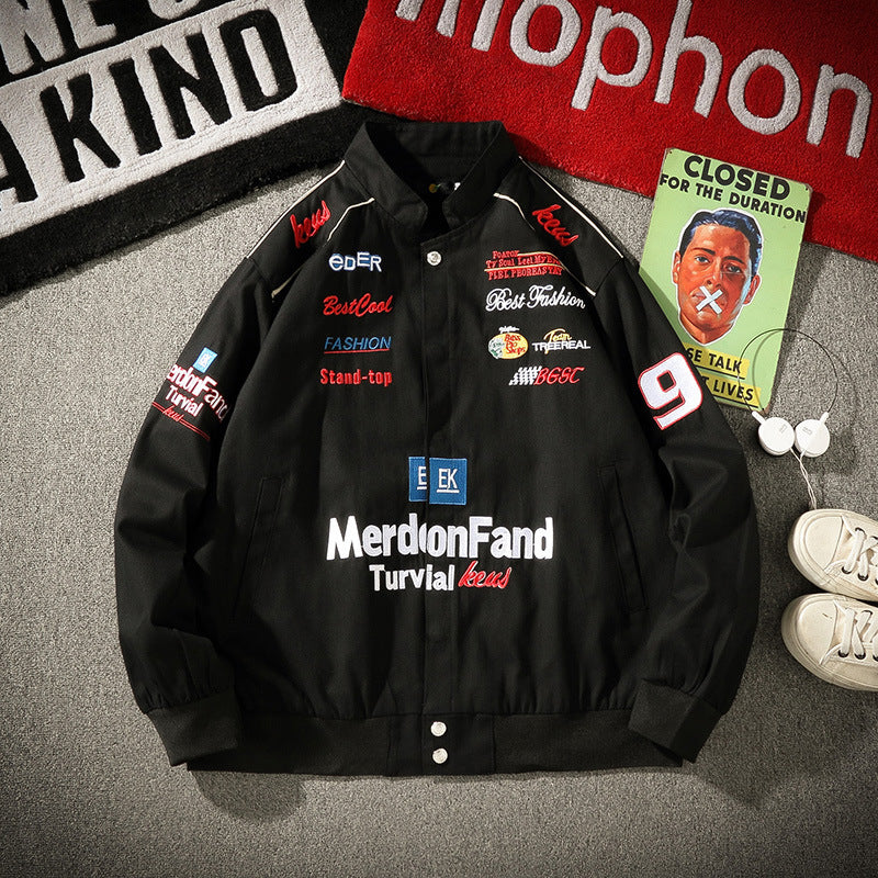 Men's embroidered stand collar jacket