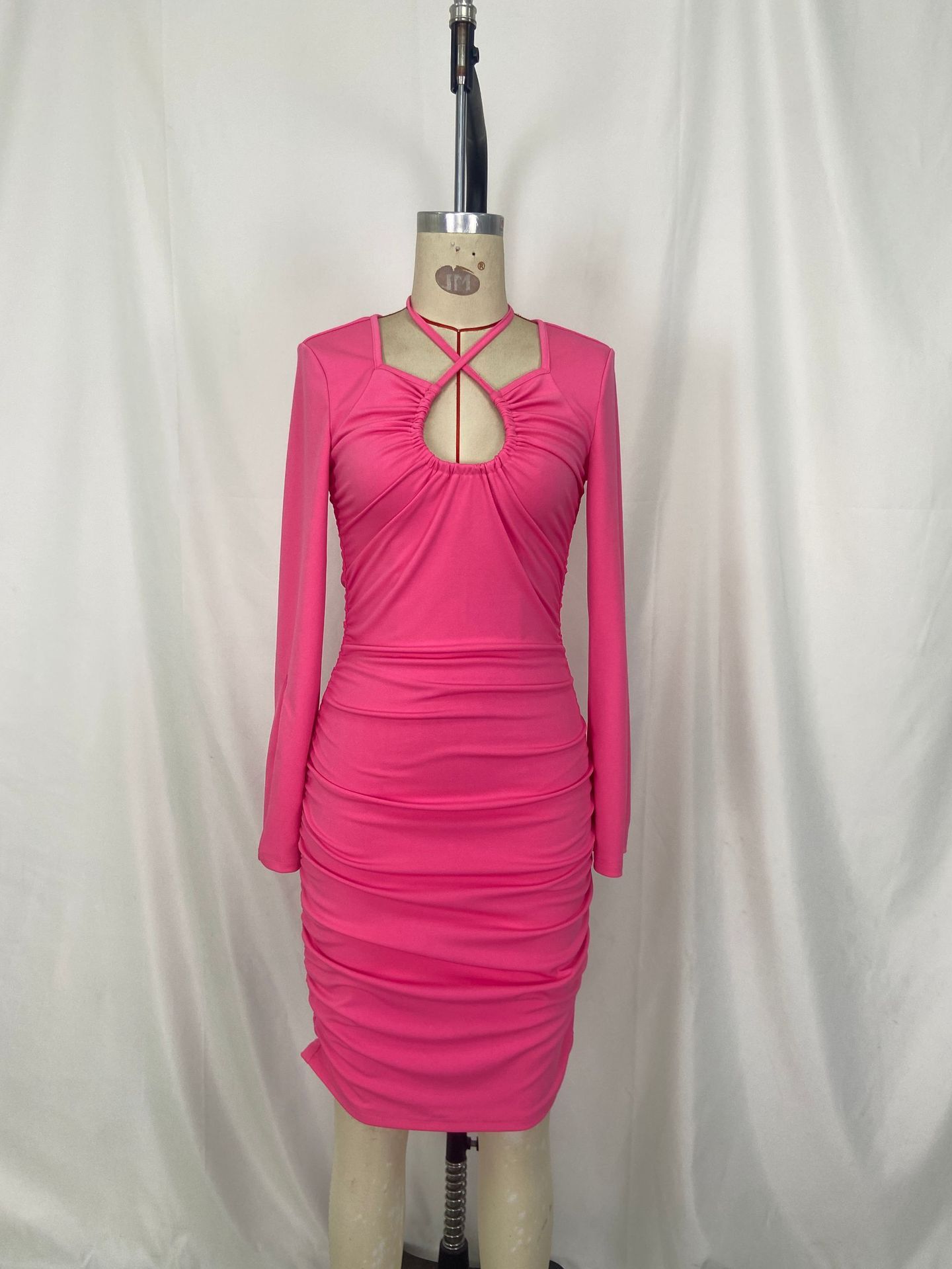 Sexy V-neck Tied Long Sleeves Split Dress