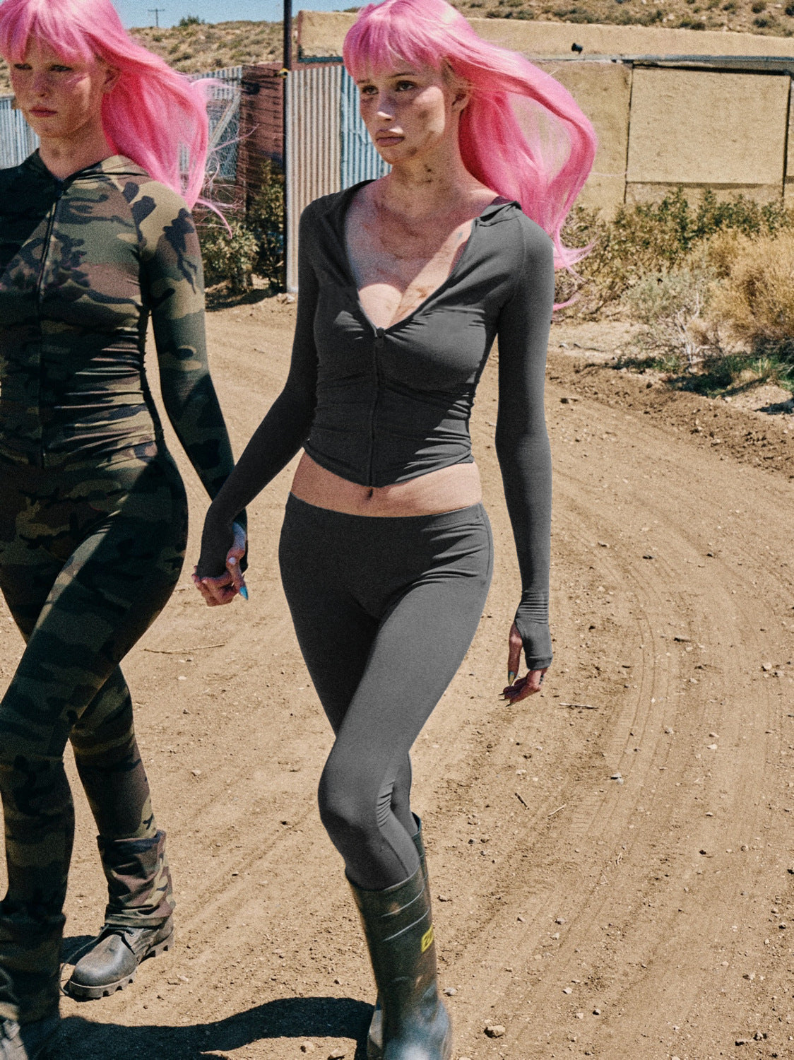 Women's Printed Hooded Zip Cardigan Slim-fit Casual Trousers Two-piece Set