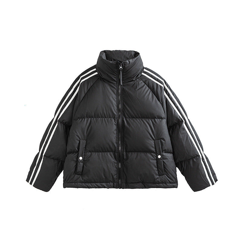 Striped Stitching Thickening Solid Color Down Jacket