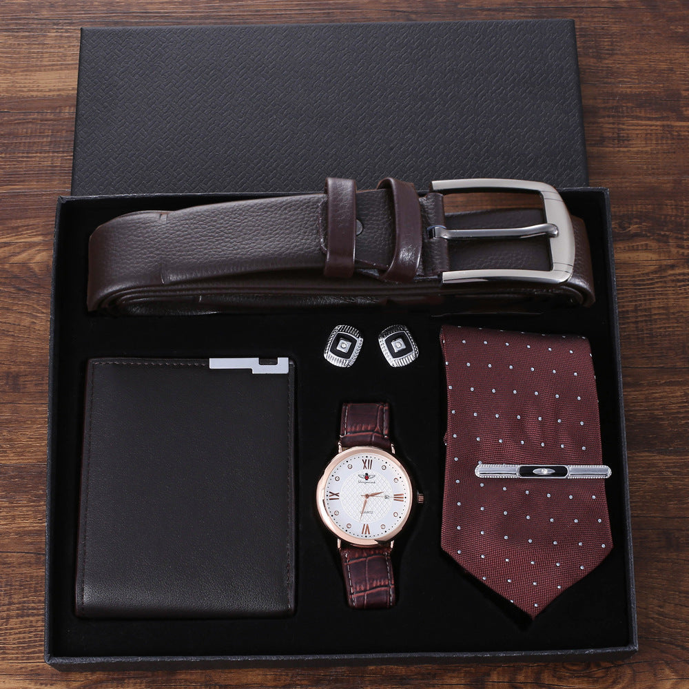 All-match temperament quartz watch belt wallet cuff tie
