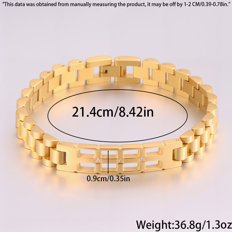 Women's Simple And Versatile Diamond Inlaid Curved Titanium Steel Bracelet