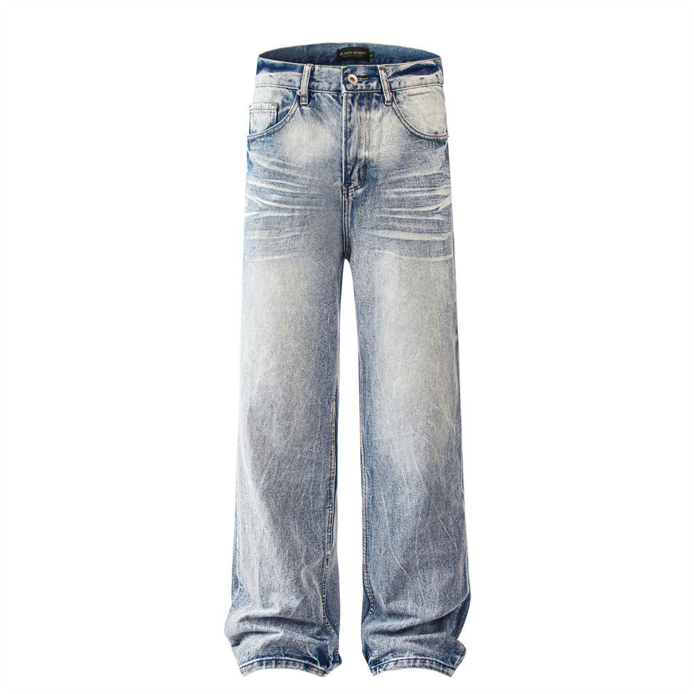 Fashion Retro Washed Worn Jeans Men