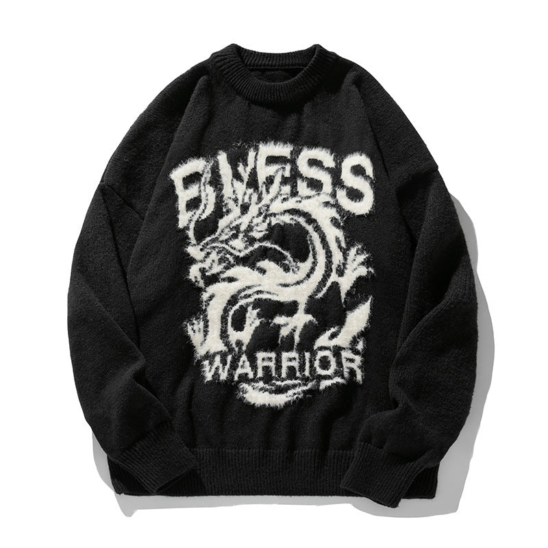 Round Neck Brocade Sweater Men And Women Same Style Winter Couple Dragon Year Theme