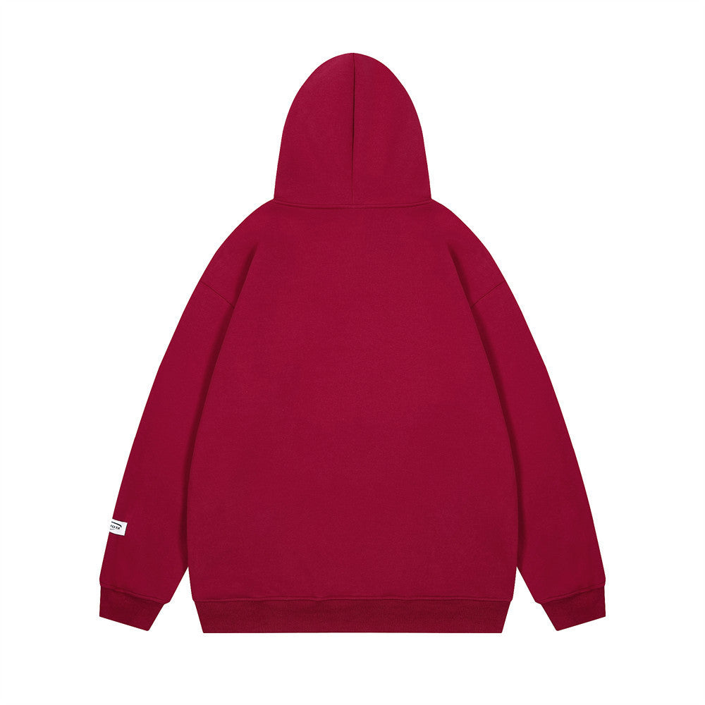 Letter Inkjet Printing Hooded Loose Sweater Men