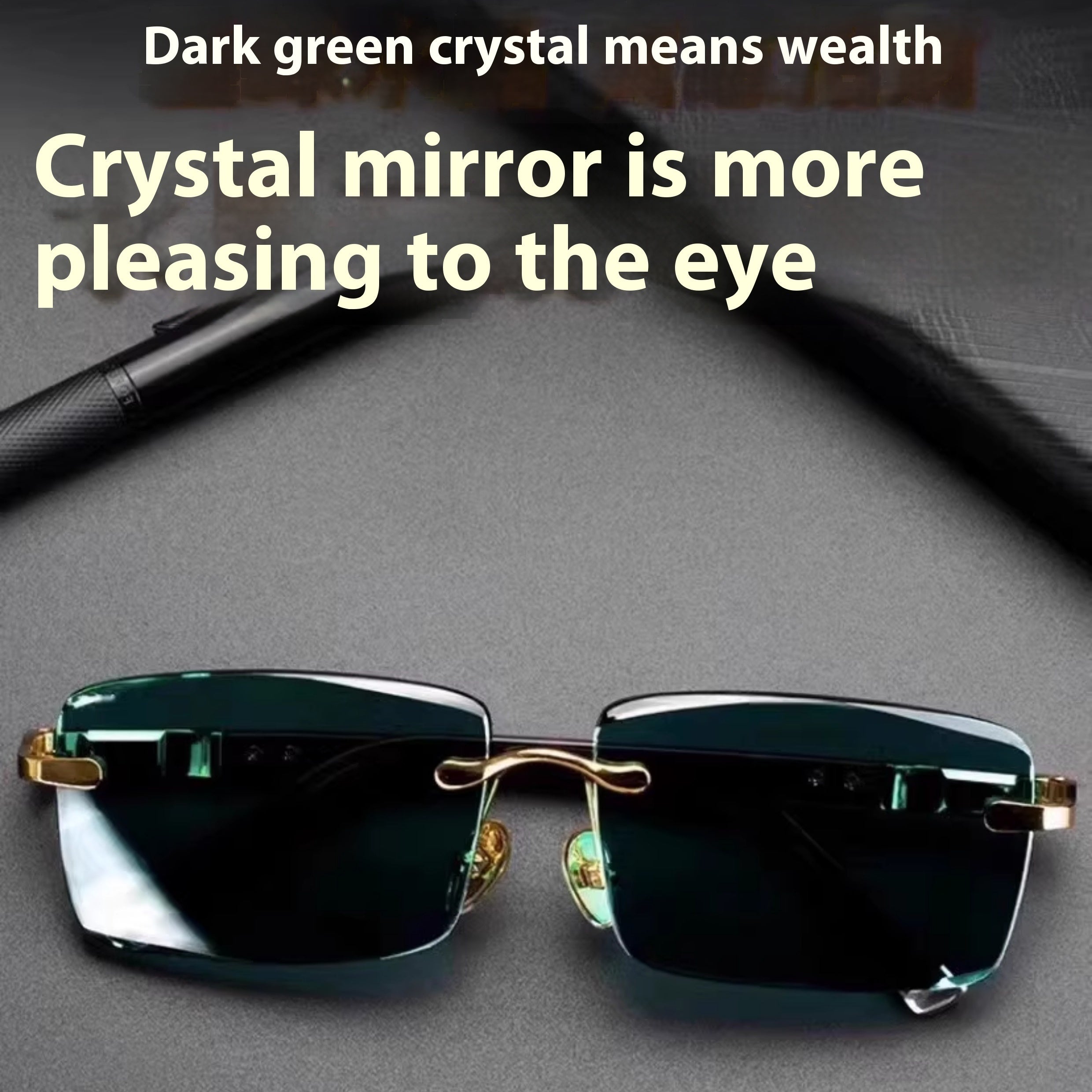High End Wealth Attracting Dark Green Crystal Glasses