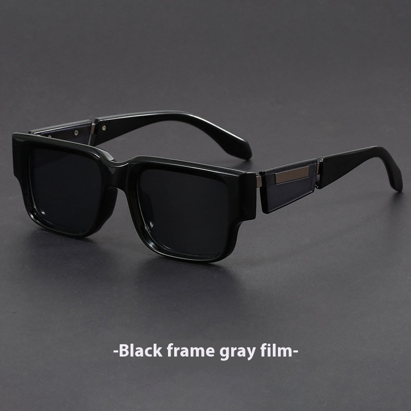 Gray Blue Square Thick Frame Sunglasses UV-proof Retro Simple Sun Glasses