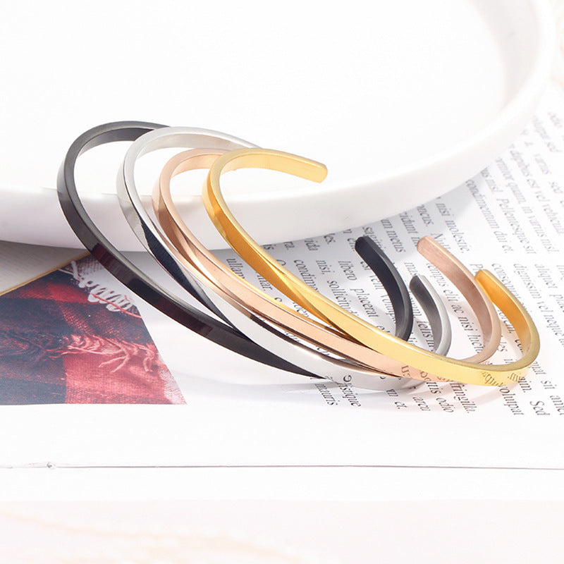 Women's Fashion Simple Glossy Stainless Steel Bracelet