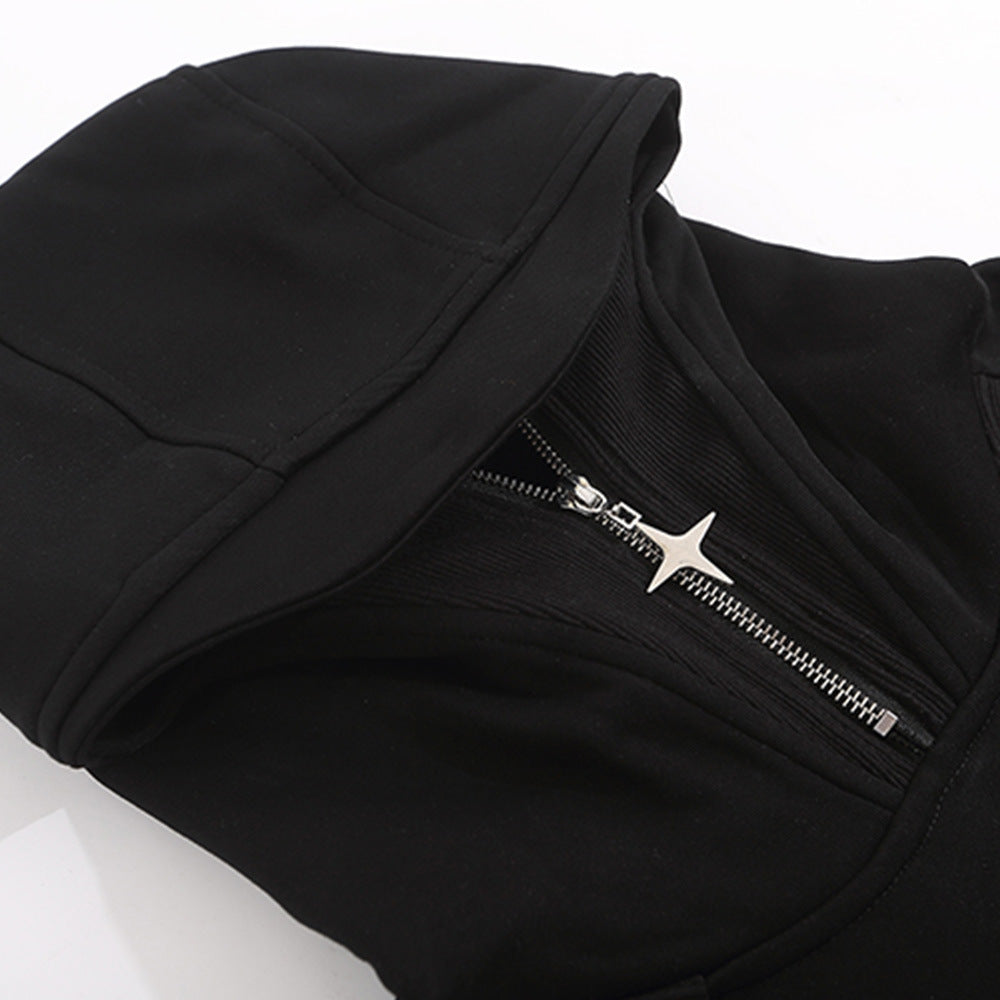 Stitching Half Zipper Hooded Sweater For Men