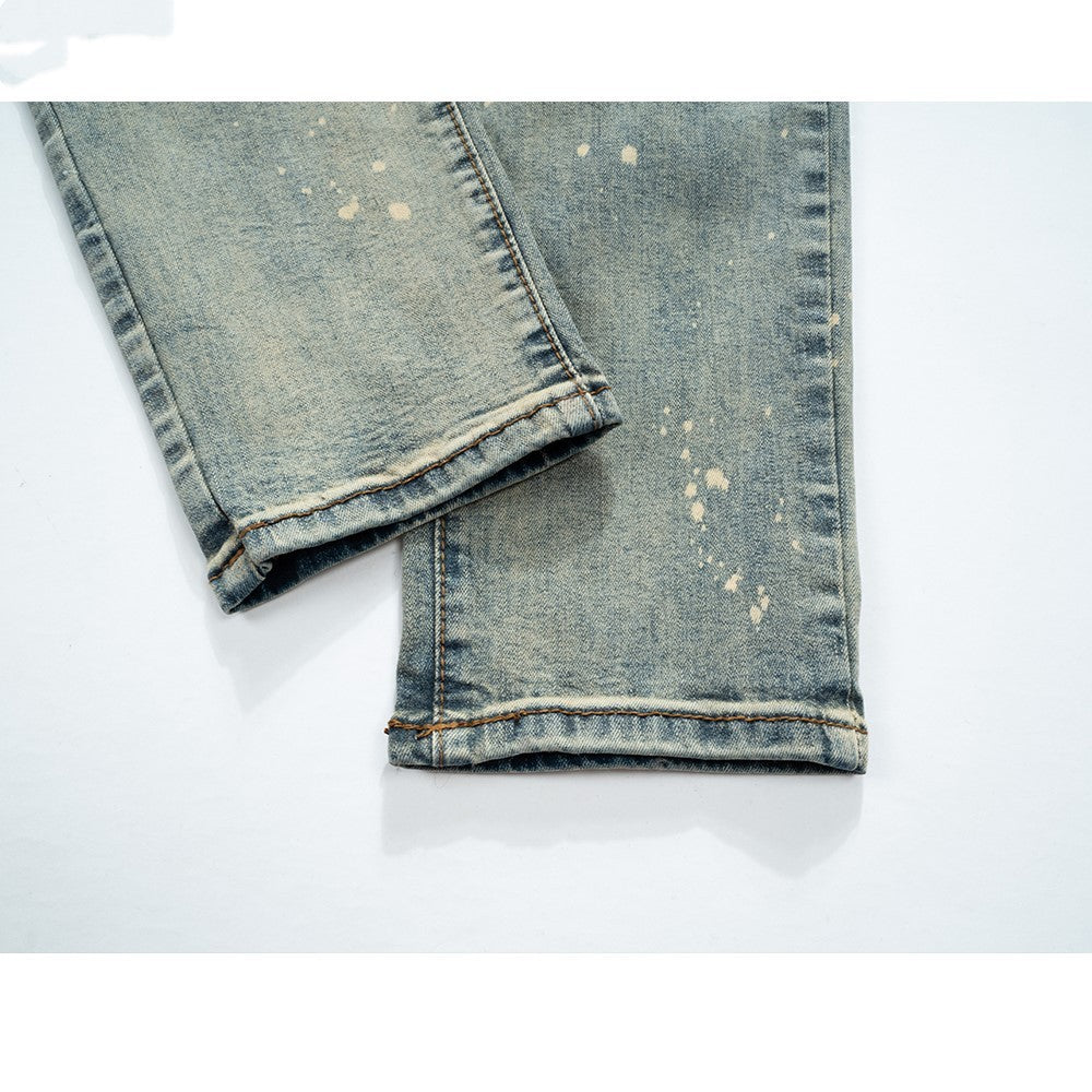 Distressed trendy jeans