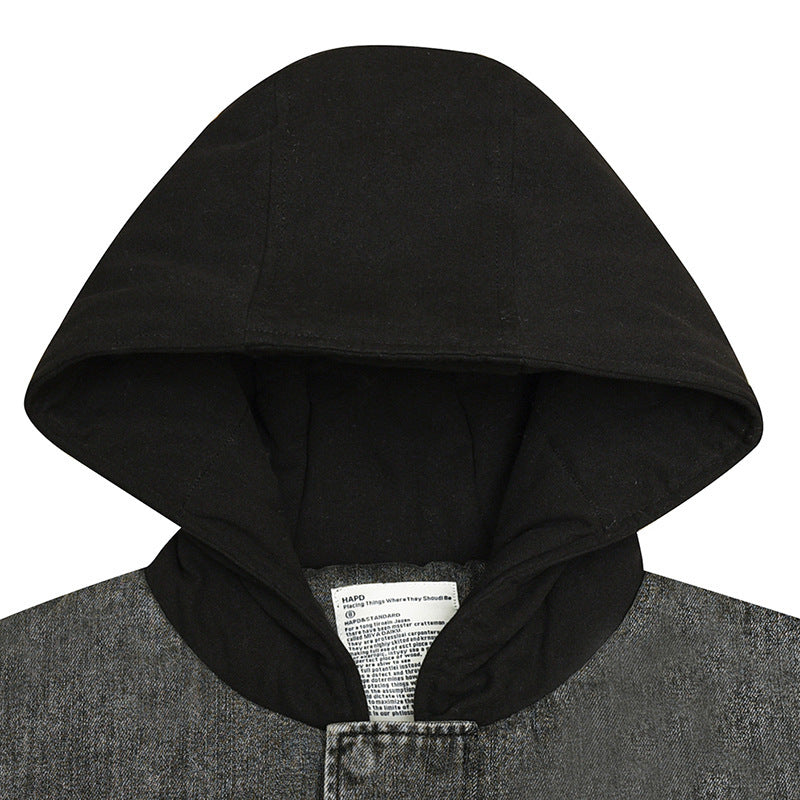 New Solid Color Three-dimensional Pocket Decorative Hooded Cotton-padded Coat